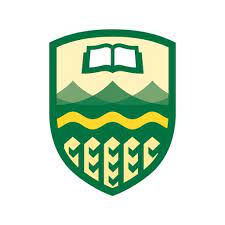 green and yellow university of alberta shield with wheat