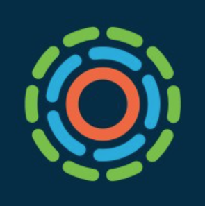 Circles of green dashes with circles of blue dashes, and an orange inner circle