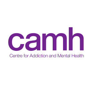 Purple letters CAMH on white background