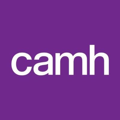 lowercase letters CAMH in white on purple background