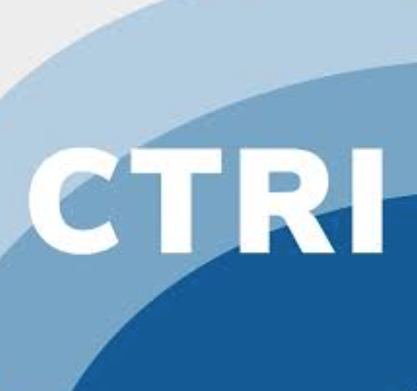 white letters CTRI over rainbow of blue shades