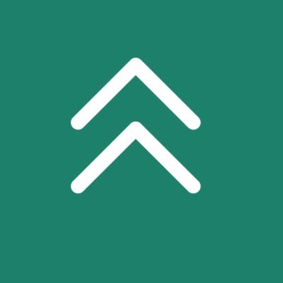 homelessness learning hub logo, two arrows pointing upwards